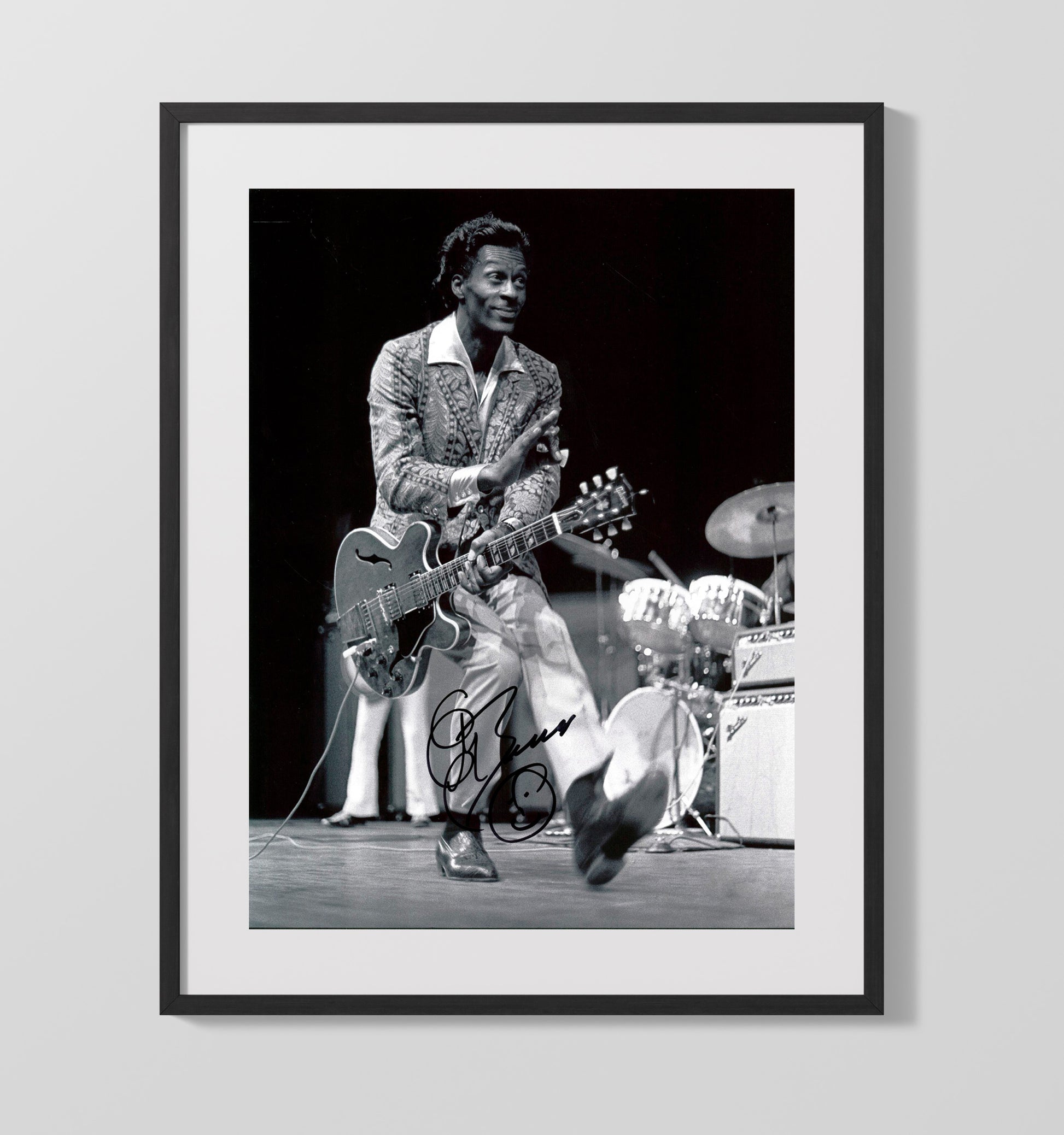 Chuck Berry - Guitar Stage Performance Duckwalk Era Music Wall Art 16x20 Gallery Frame wall art print – Music decor