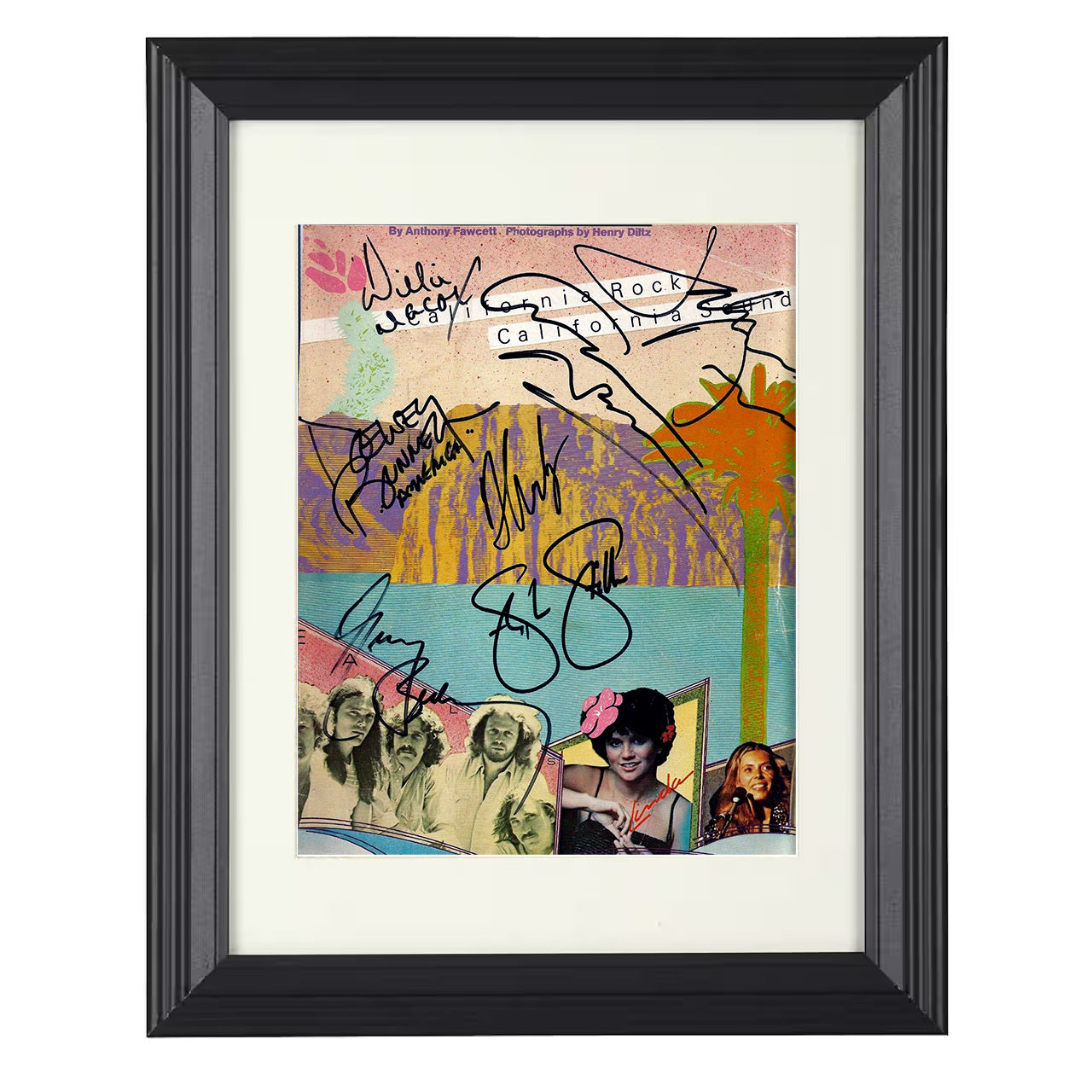 Crosby Stills Nash and Young – California Sound Collective – 8x10 black beveled framed music wall art
