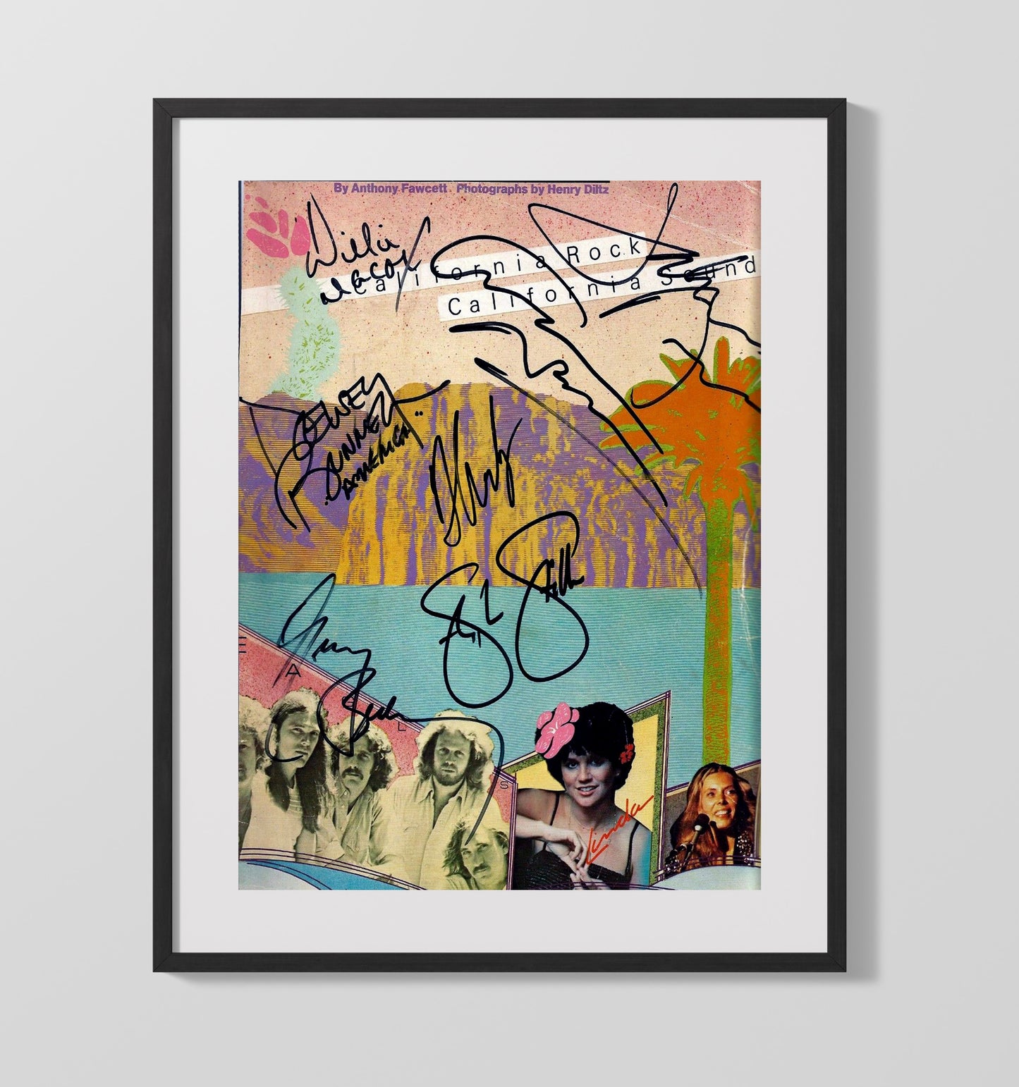 Crosby Stills Nash and Young - California Sound Collective - Vintage Music Wall Art - 16x20 Gallery Frame music decor