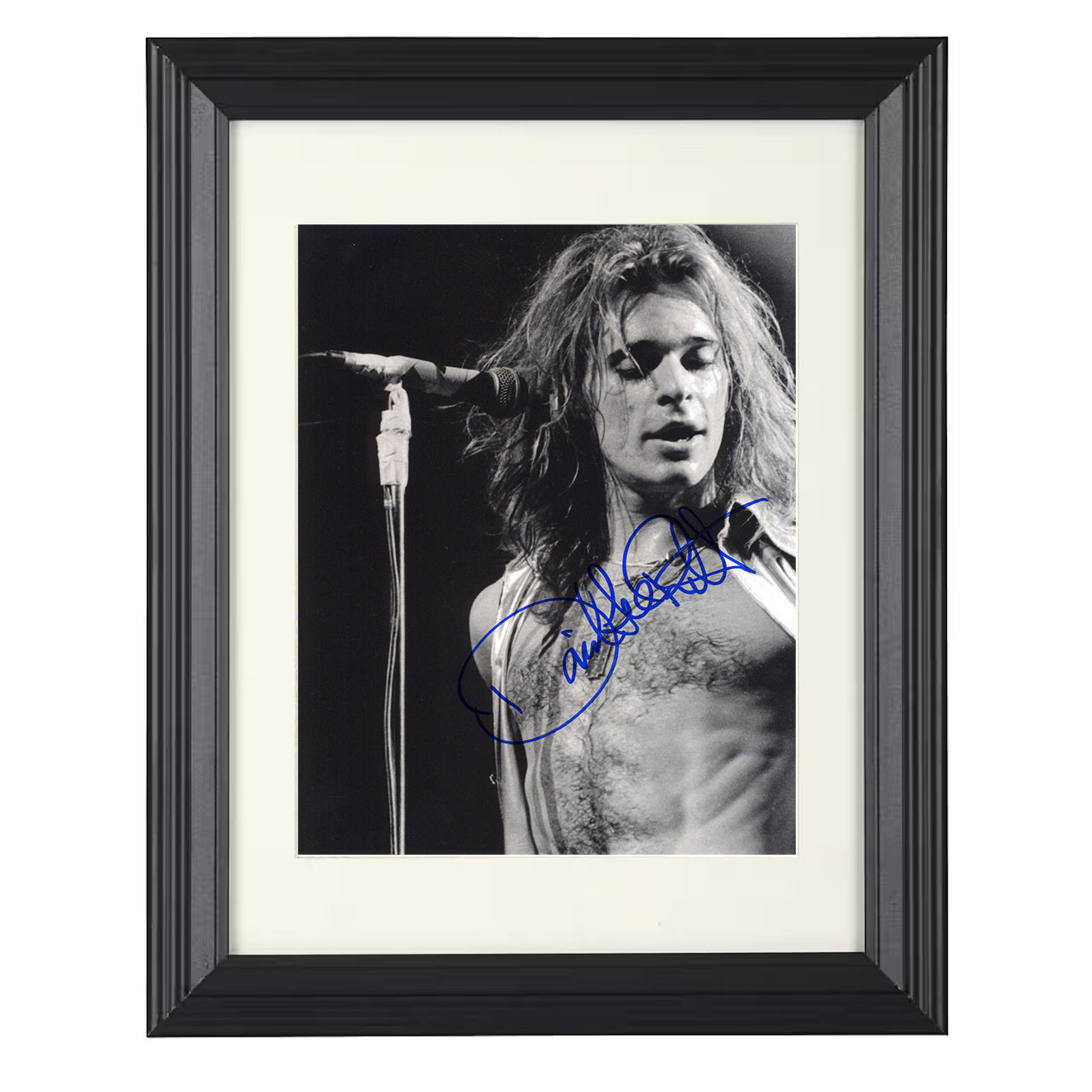 David Lee Roth – Mic and Mane Image – 8x10 black beveled framed music wall art