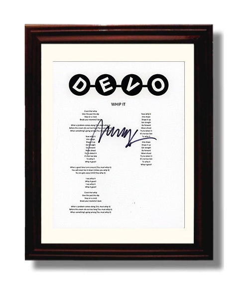 Devo - Whip It Lyrics Music Wall Art 8x10 Beveled Frame wall art print – Music decor