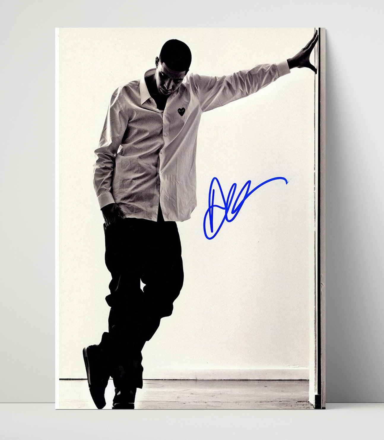 Drake - Minimalist Studio Pose Leaning Against Wall - Vintage Music Wall Art - 16x20 Unframed Print music decor