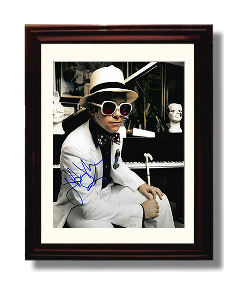 Elton John - White Suit Piano Studio Portrait Music Wall Art 8x10 Beveled Frame wall art print – Music decor