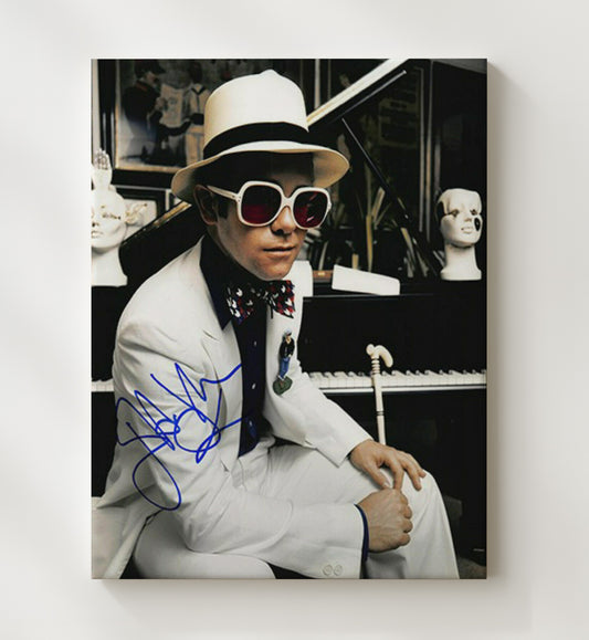 Elton John - White Suit Piano Studio Photo 16x20 Gallery Frame vintage music wall art