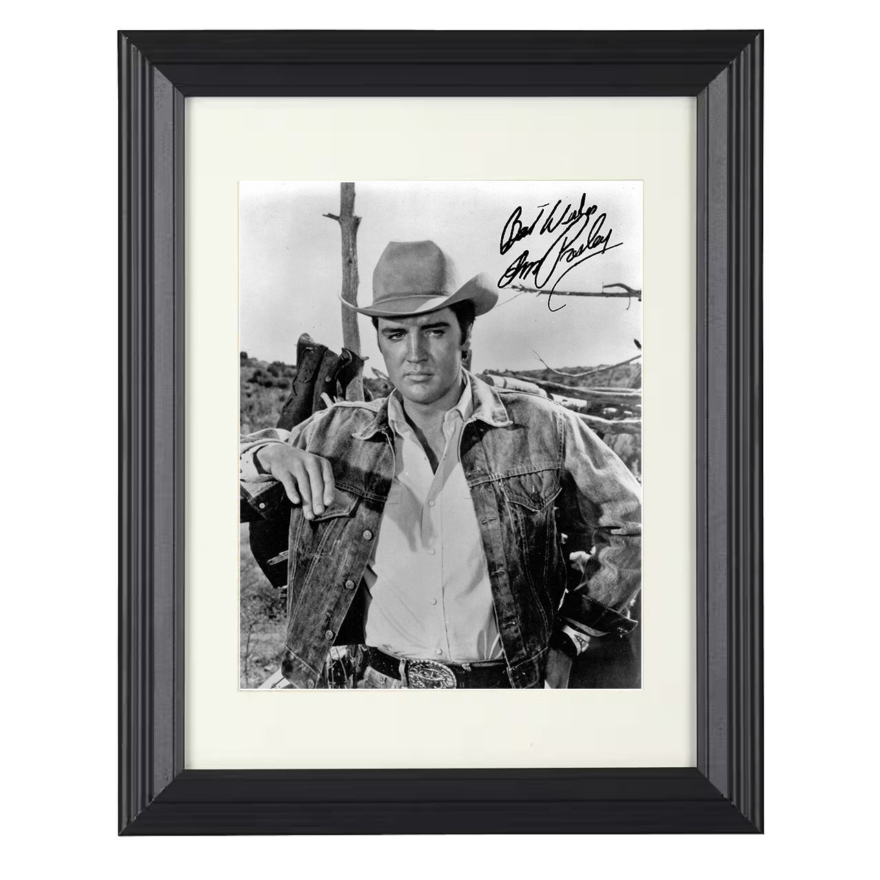 Elvis Presley – Cowboy Crooner Image – 8x10 black beveled framed music wall art