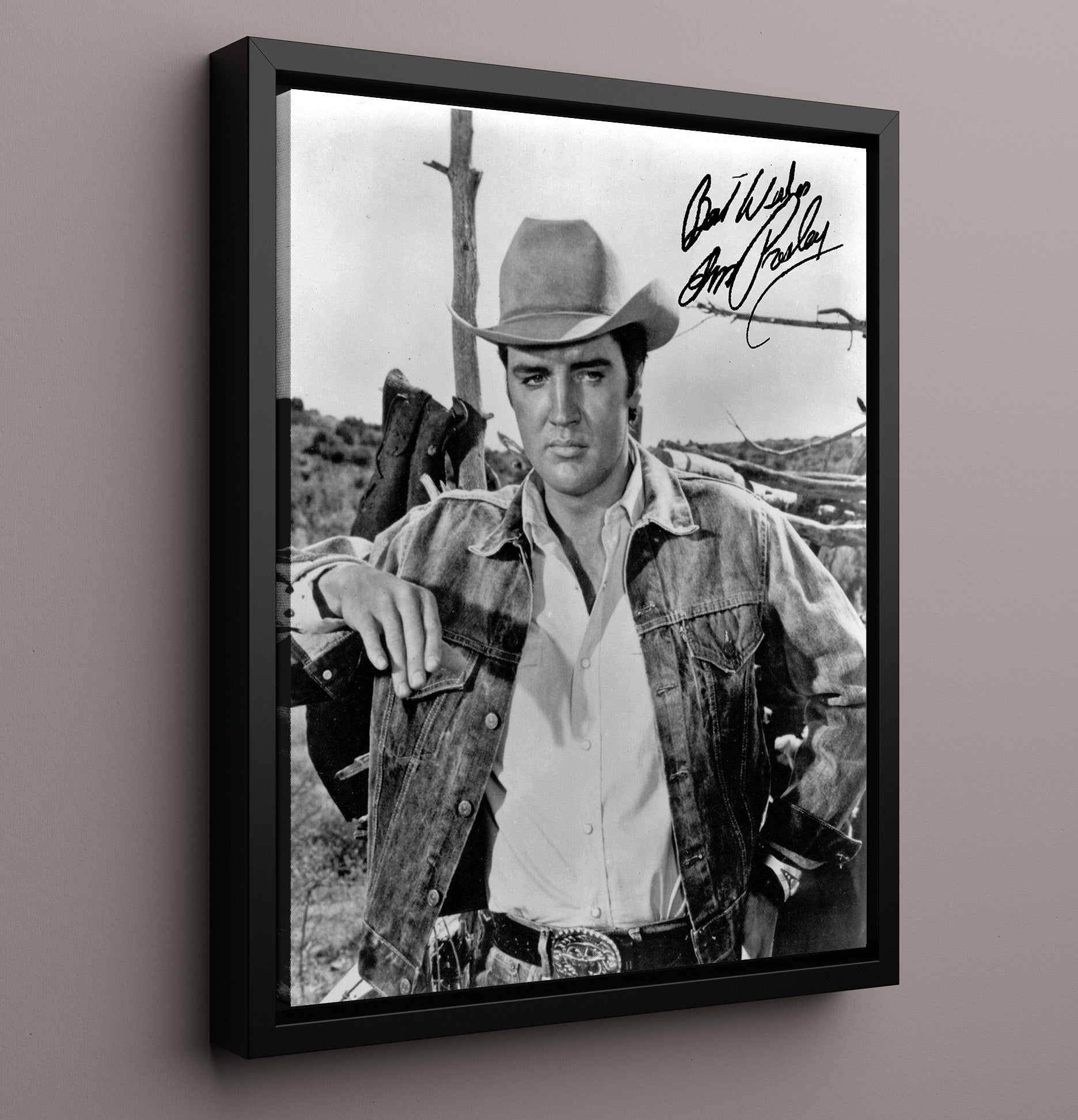 Elvis Presley - Cowboy Crooner Music Wall Art 16x20 Framed Canvas wall art print – Music decor