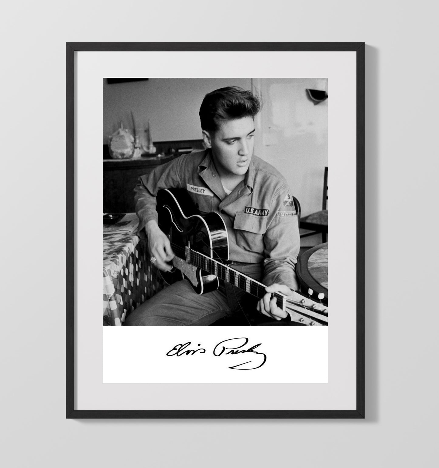 Elvis Presley - U.S. Army Guitar Session Music Wall Art 16x20 Gallery Frame wall art print – Music decor