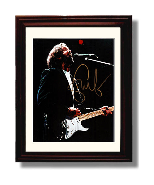 Eric Clapton - Live Performance Singing with Guitar Music Wall Art 8x10 Beveled Frame wall art print – Music decor