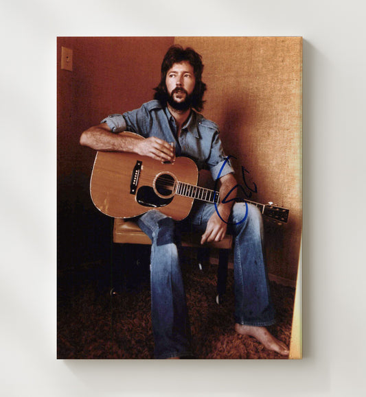 Eric Clapton - Seated With Acoustic Guitar And Drink Photo 16x20 Gallery Frame vintage music wall art