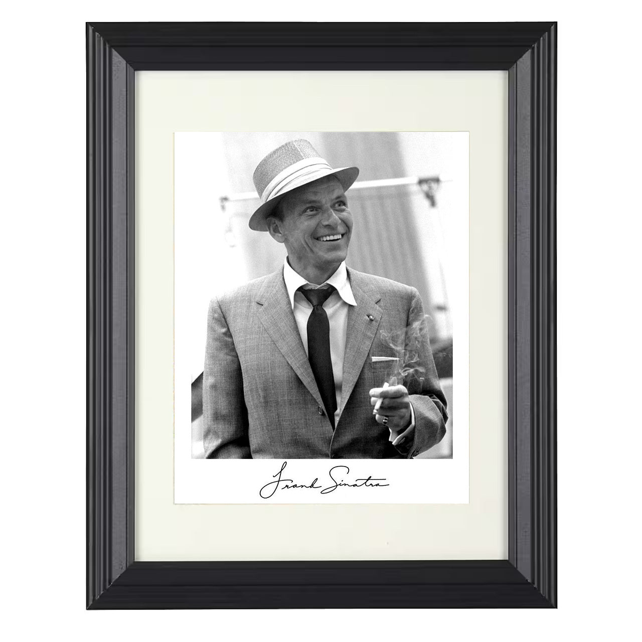 Frank Sinatra – Swinging Smile Image – 8x10 black beveled framed music wall art