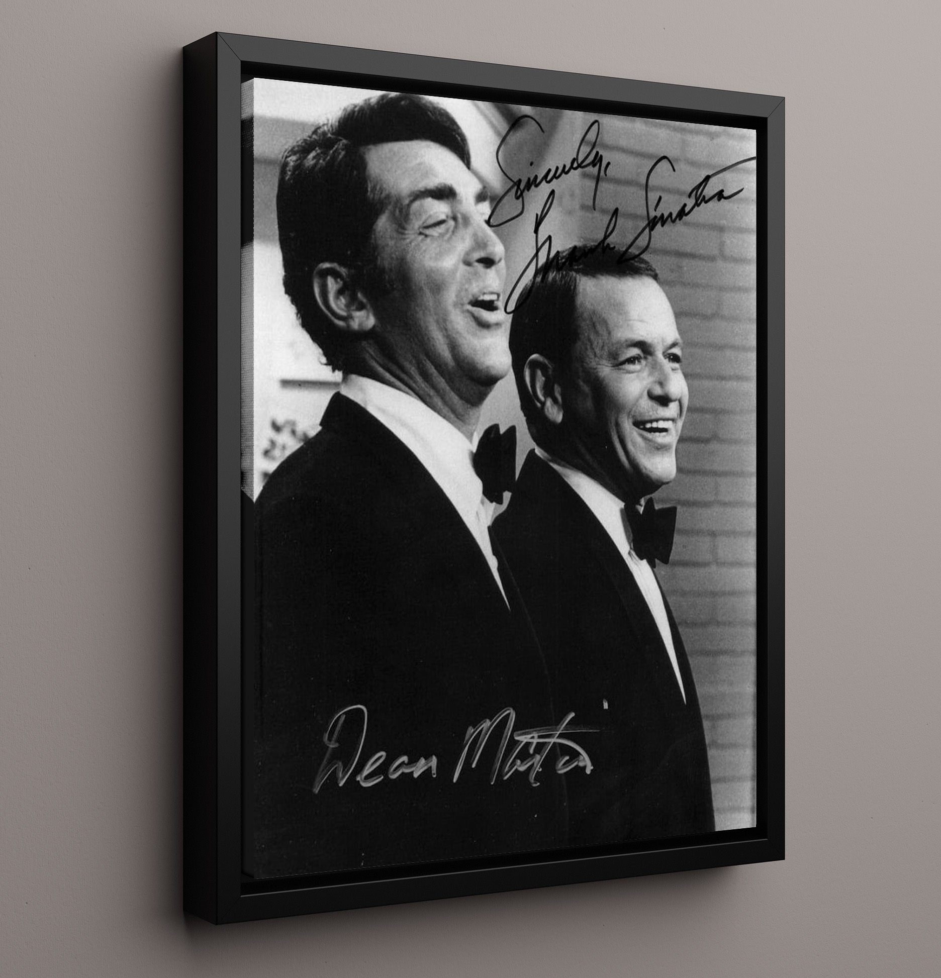 Frank Sinatra and Dean Martin - Rat Pack Charm - Vintage Music Wall Art - 16x20 Framed Canvas music decor