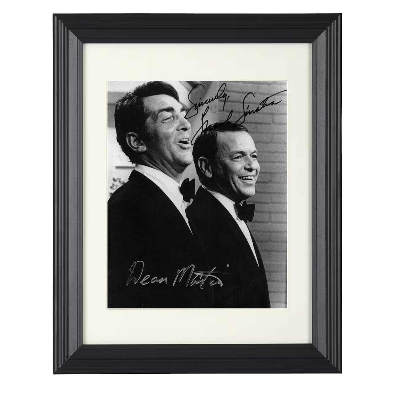 Frank Sinatra and Dean Martin – Rat Pack Charm Image – 8x10 black beveled framed music wall art