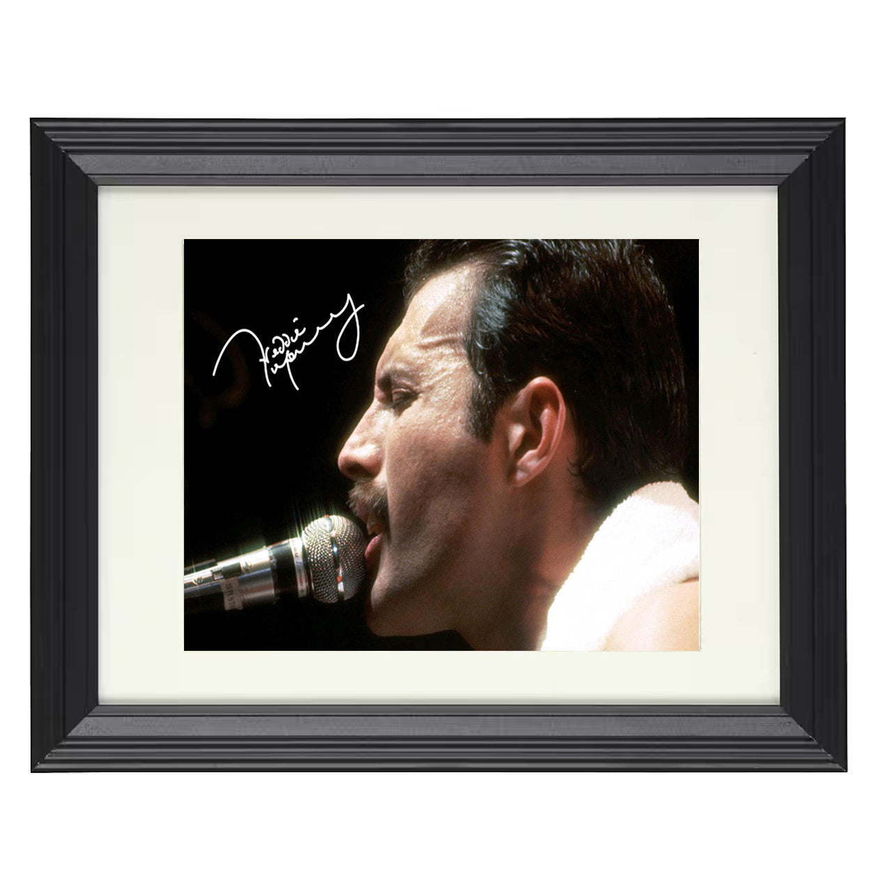 Freddie Mercury – Queen Frontman Power – 8x10 black beveled framed music wall art