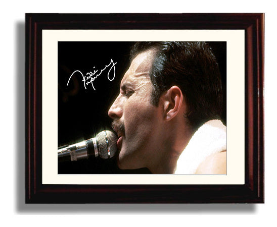 Freddie Mercury - Queen Frontman Power - Vintage Music Wall Art - 8x10 Beveled Frame music decor