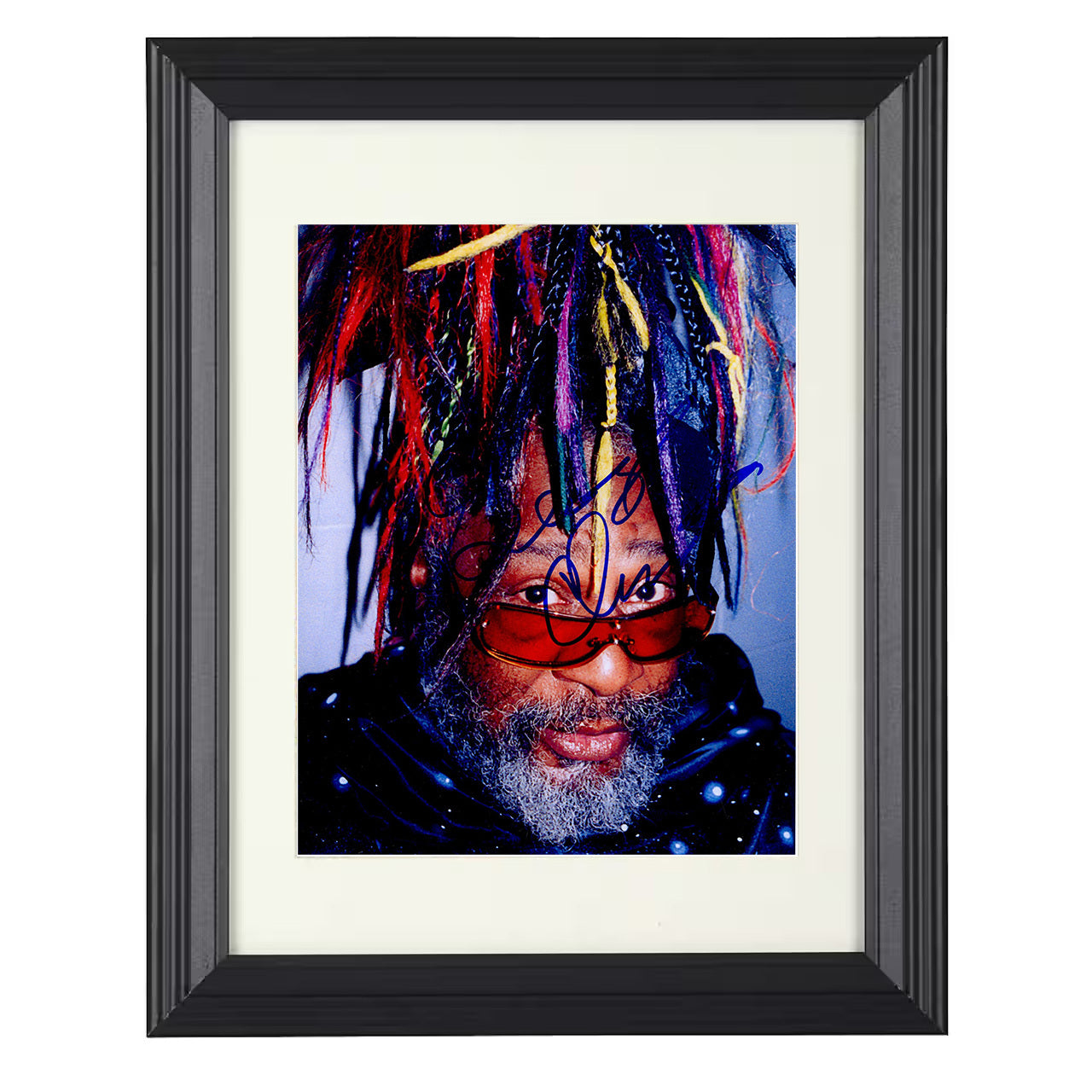 George Clinton – Funk Legend Colorful Braids Image – 8x10 black beveled framed music wall art