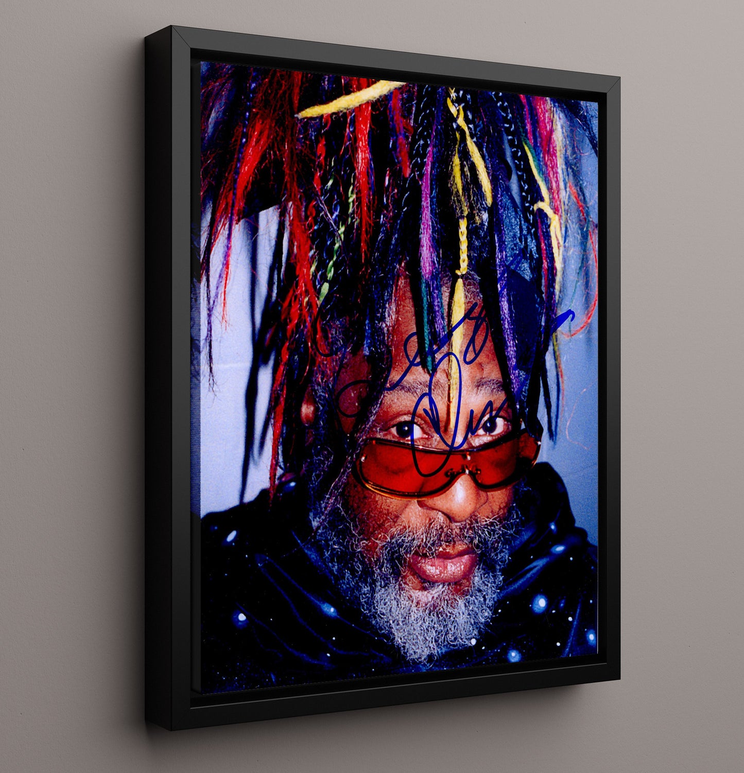 George Clinton - Funk Legend Colorful Braids Portrait Music Wall Art 16x20 Framed Canvas wall art print – Music decor