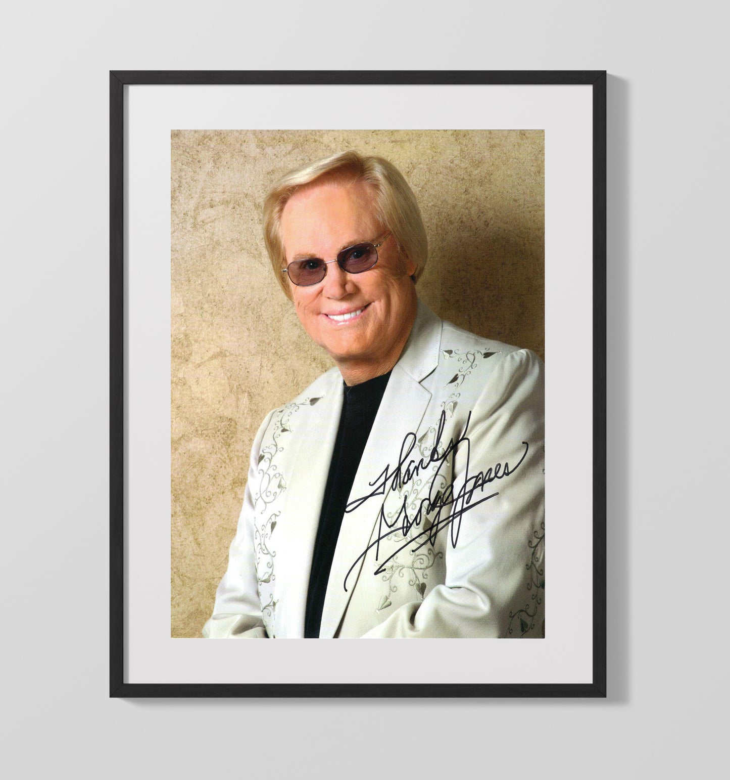 George Jones - Classic Country Portrait White Jacket Music Wall Art 16x20 Gallery Frame wall art print – Music decor