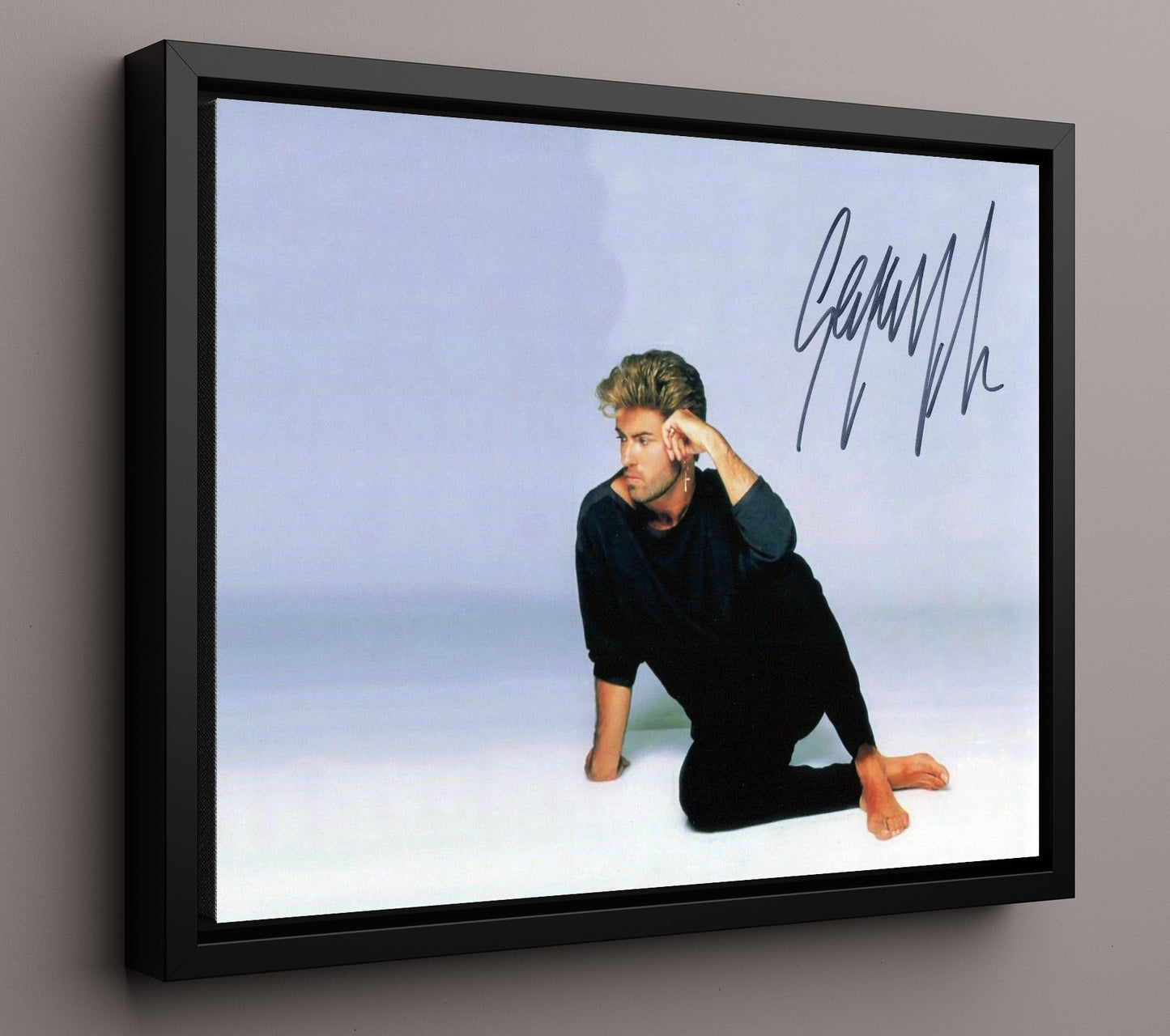 George Michael - 80s Pop Royalty - Vintage Music Wall Art - 16x20 Framed Canvas music decor