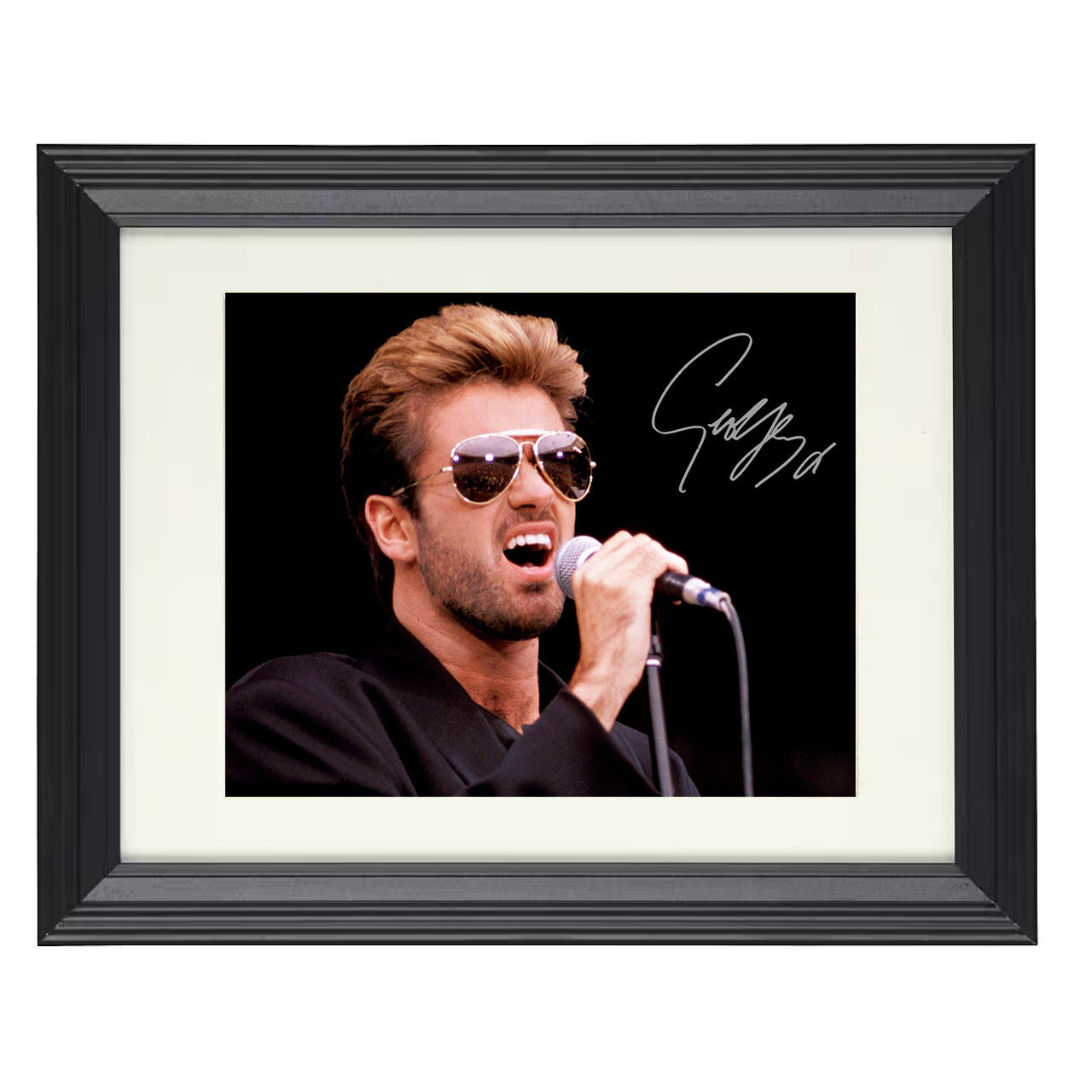 George Michael – Faith Era Vocal – 8x10 black beveled framed music wall art