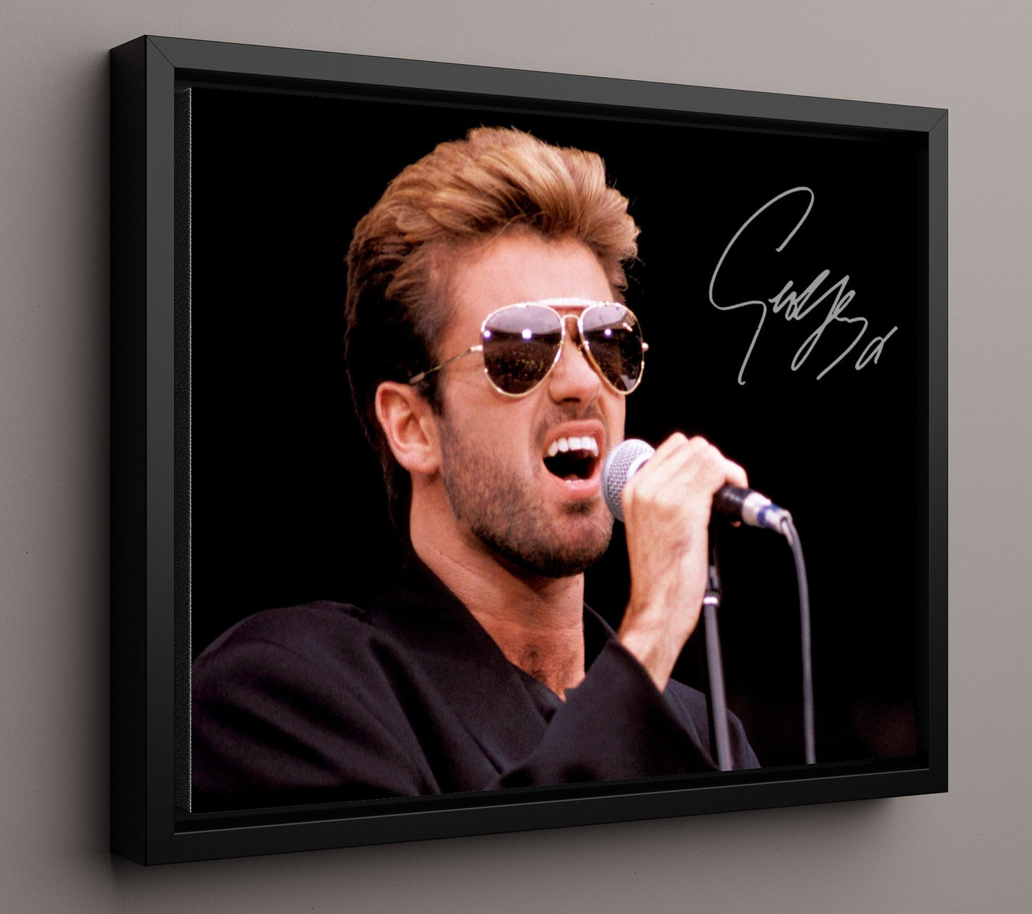 George Michael - Faith Era Vocal - Vintage Music Wall Art - 16x20 Framed Canvas music decor