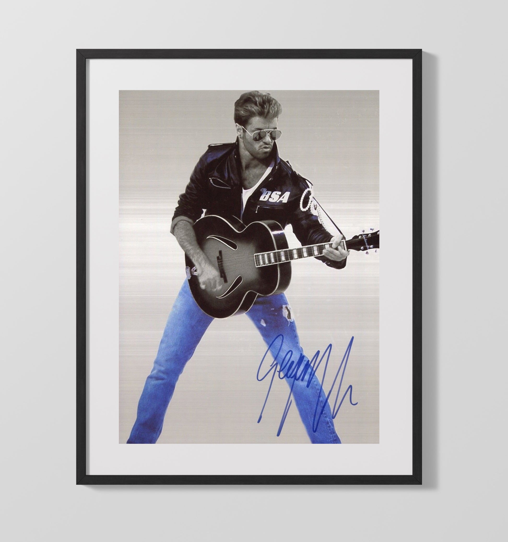 George Michael - Faith in Blue Jeans Music Wall Art 16x20 Gallery Frame wall art print – Music decor