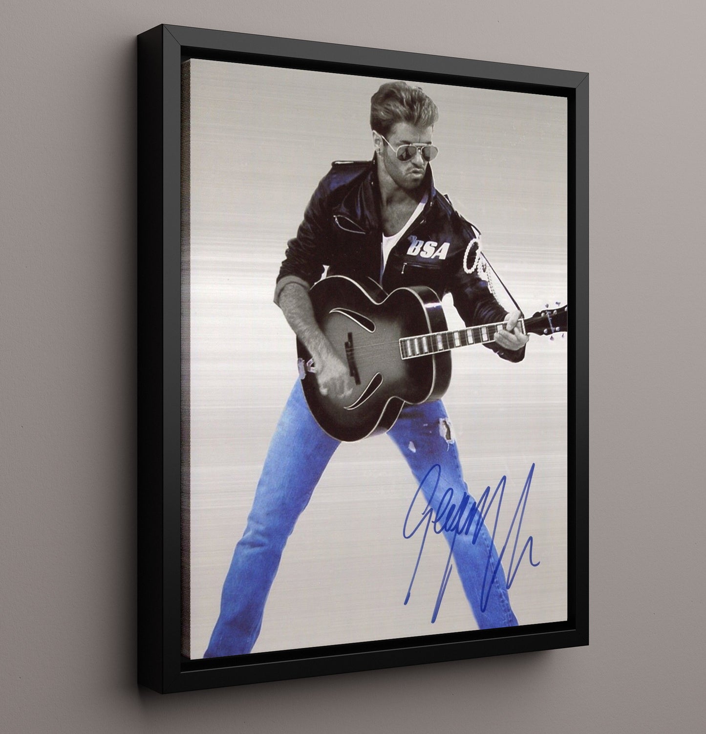 George Michael - Faith in Blue Jeans Music Wall Art 16x20 Framed Canvas wall art print – Music decor