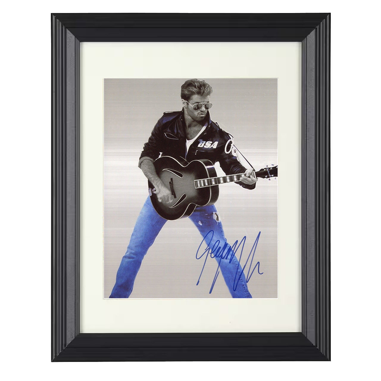 George Michael – Faith in Blue Jeans Image – 8x10 black beveled framed music wall art