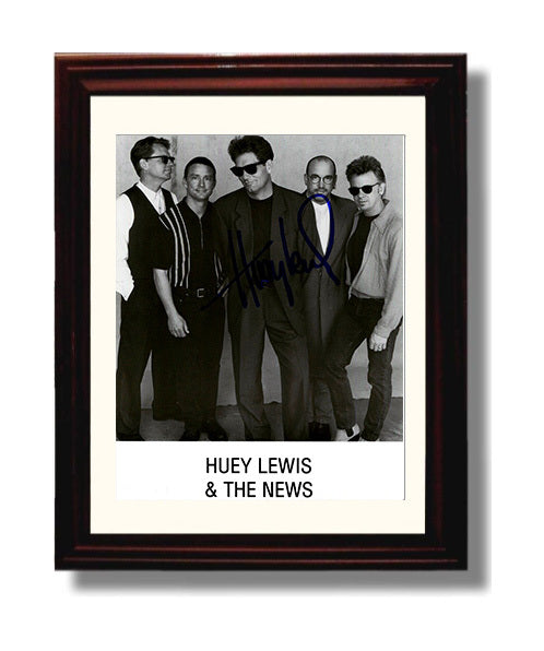 Huey Lewis and the News - Full Band Black and White Portrait Music Wall Art 8x10 Beveled Frame wall art print – Music decor