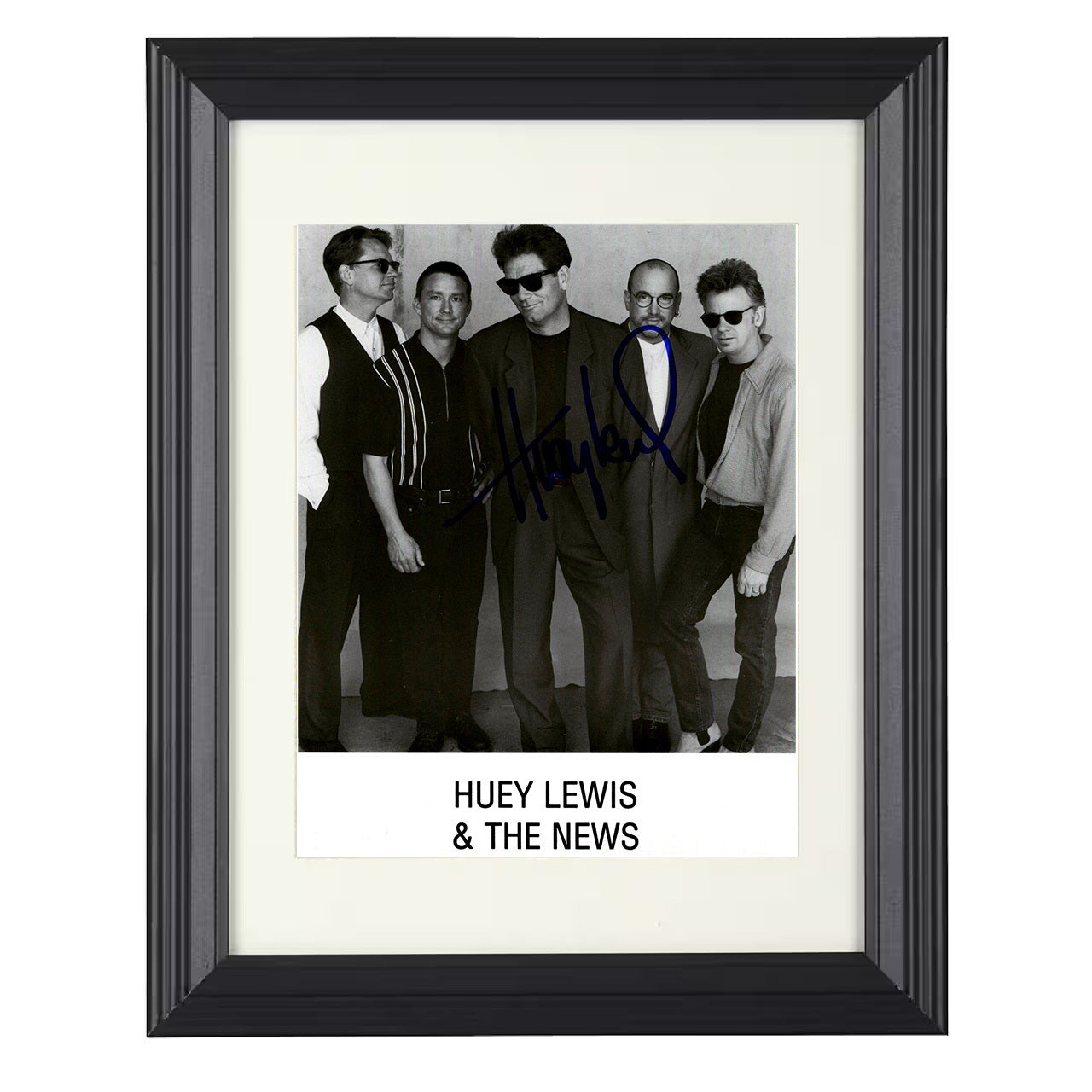 Huey Lewis and the News – Band Image – 8x10 black beveled framed music wall art
