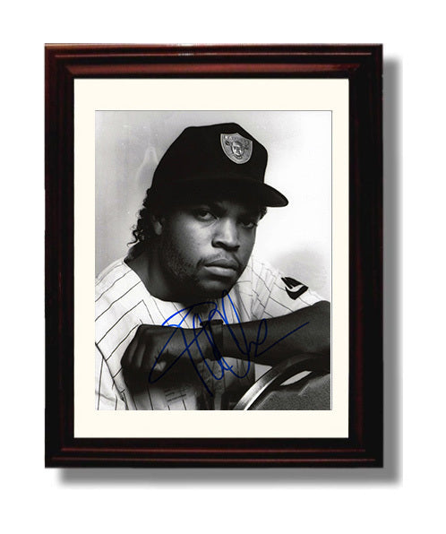 Ice Cube - Raiders Cap Black and White Portrait Music Wall Art 8x10 Beveled Frame wall art print – Music decor