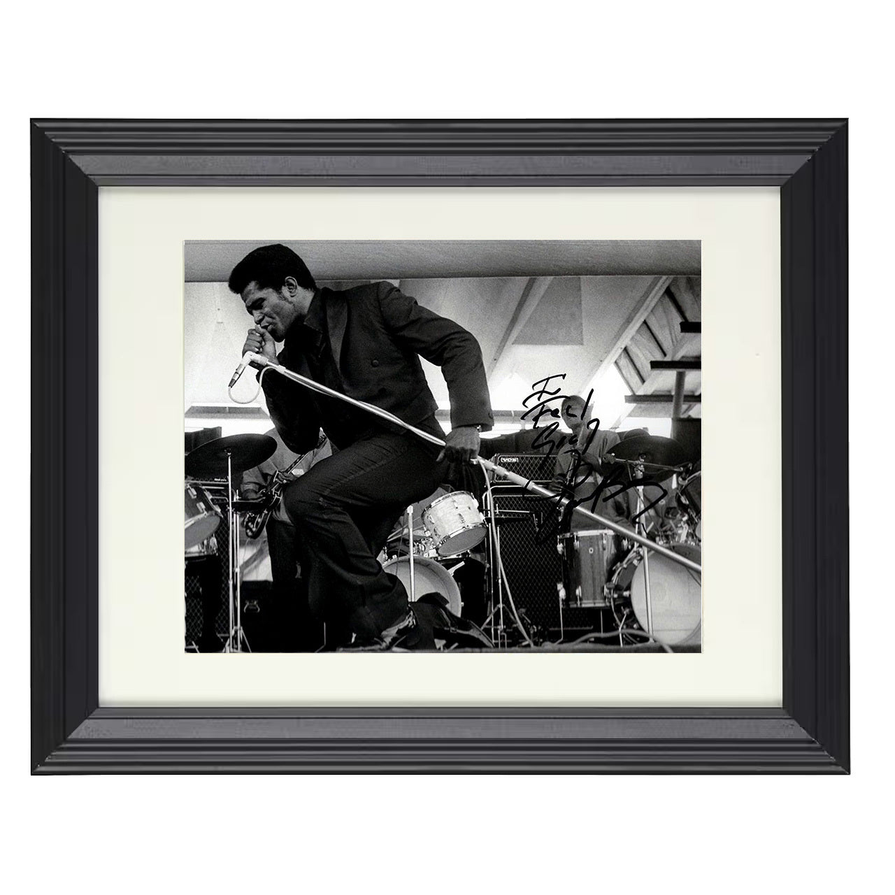 James Brown – Feeling Good on One Knee – 8x10 black beveled framed music wall art