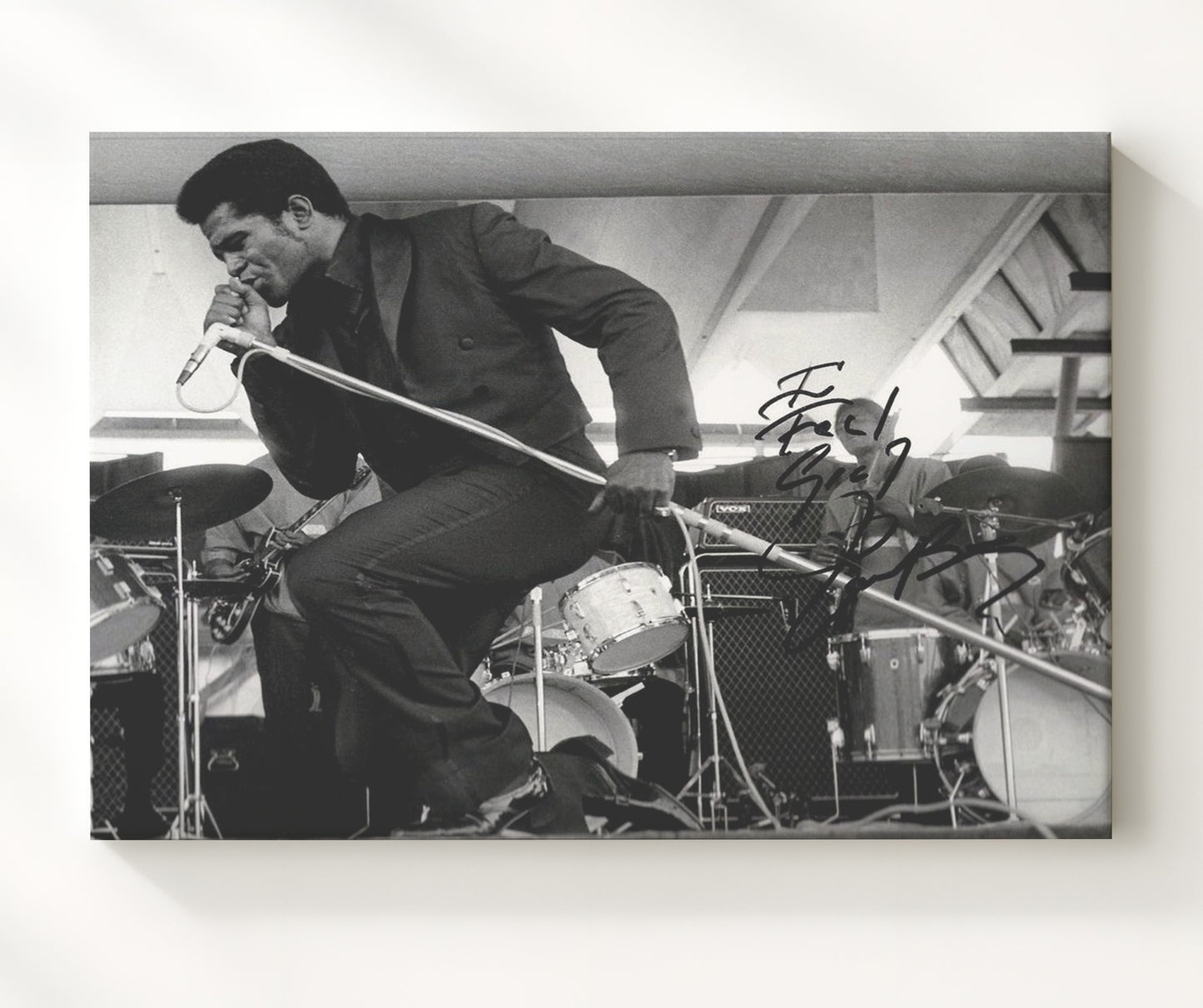 James Brown - Feeling Good on One Knee - Vintage Music Wall Art - 20x24 Canvas music decor