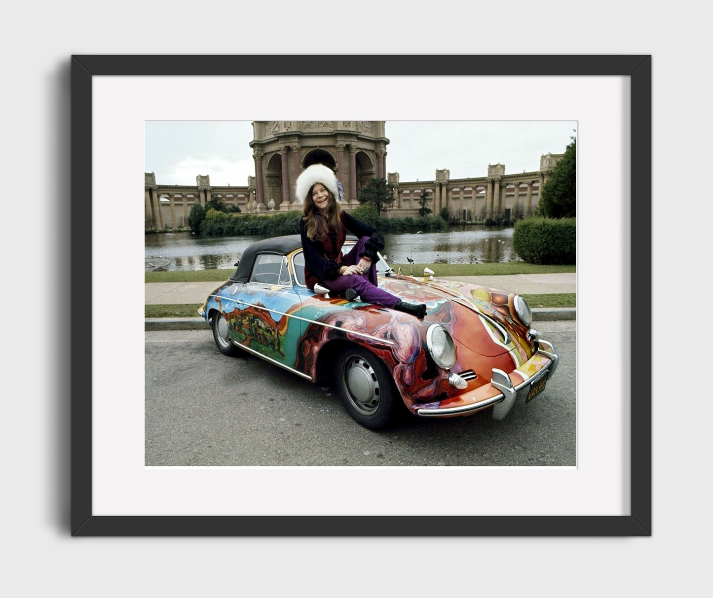Janis Joplin - Psychedelic Wheels and Free Spirit - Vintage Music Wall Art - 16x20 Gallery Frame music decor