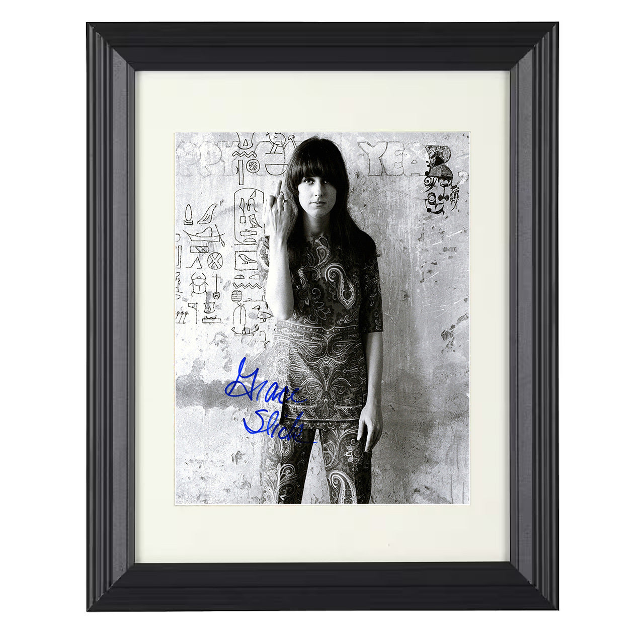 Jefferson Airplane – Grace Slick Paisley Outfit Image – 8x10 black beveled framed music wall art