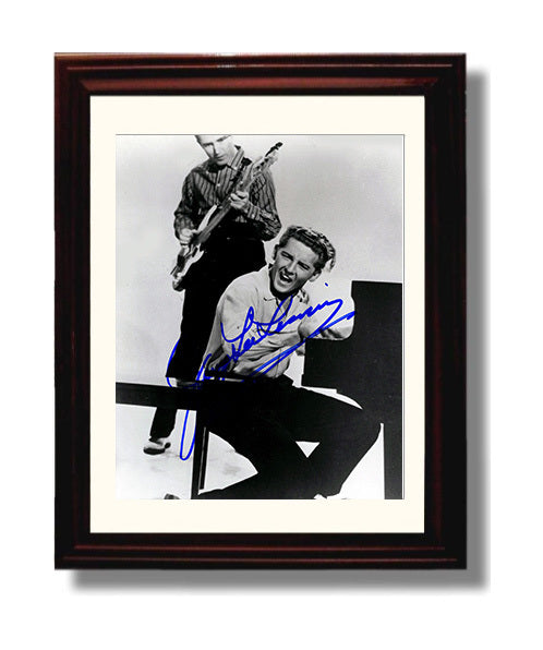 Jerry Lee Lewis - Piano Rock and Roll Performance Black and White Music Wall Art 8x10 Beveled Frame wall art print – Music decor