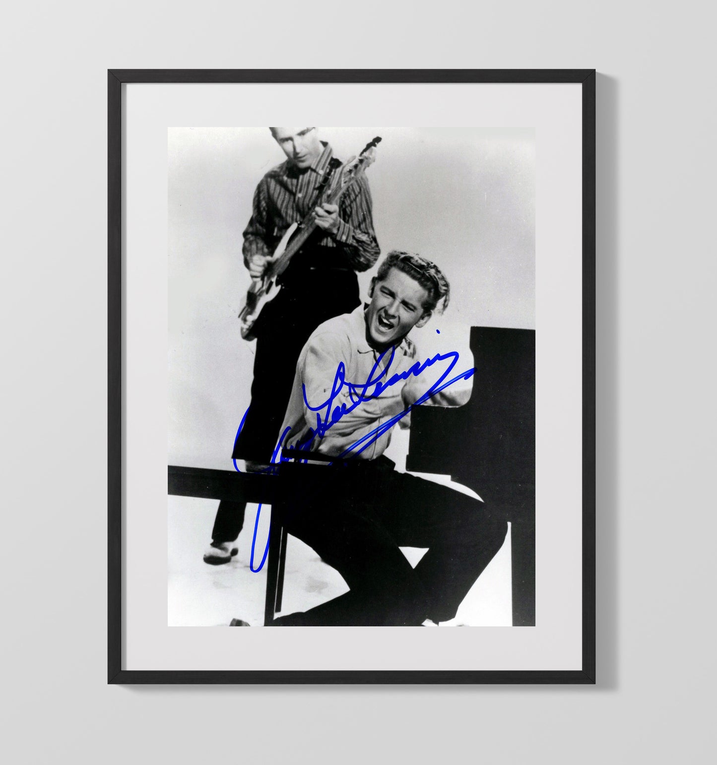 Jerry Lee Lewis - Piano Rock And Roll Performance Black And White - Vintage Music Wall Art - 16x20 Gallery Frame music decor