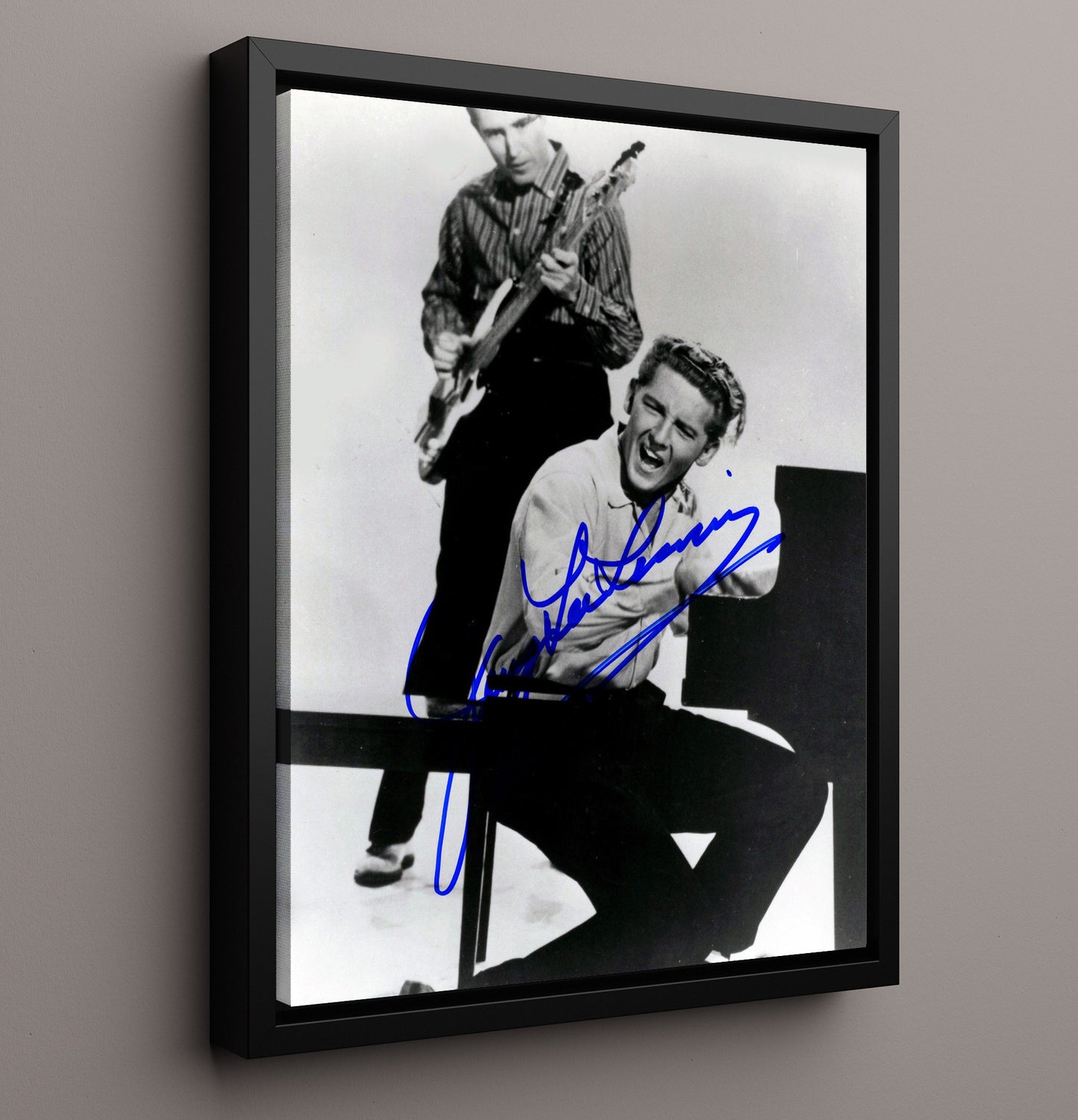 Jerry Lee Lewis - Piano Rock And Roll Performance Black And White - Vintage Music Wall Art - 16x20 Framed Canvas music decor