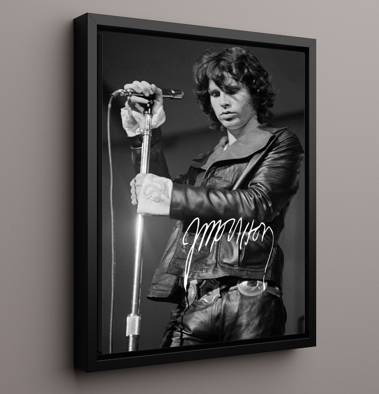 Jim Morrison - Lizard King in Leather - Vintage Music Wall Art - 16x20 Framed Canvas music decor