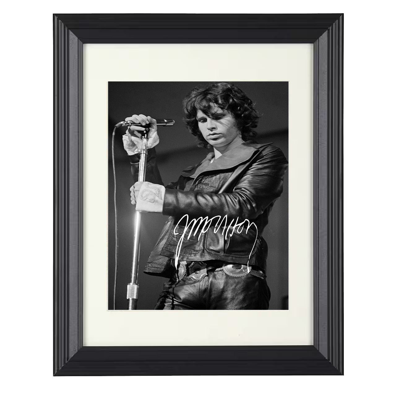 Jim Morrison – Lizard King in Leather Image – 8x10 black beveled framed music wall art