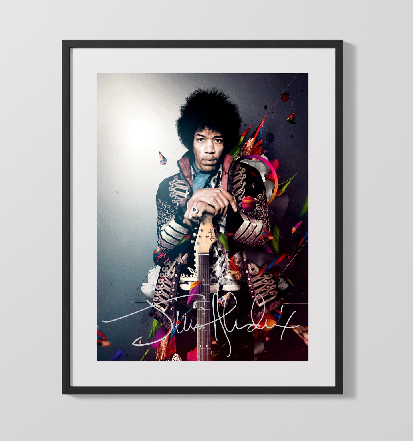 Jimi Hendrix - Colorful Cosmic Gaze Music Wall Art 16x20 Gallery Frame wall art print – Music decor