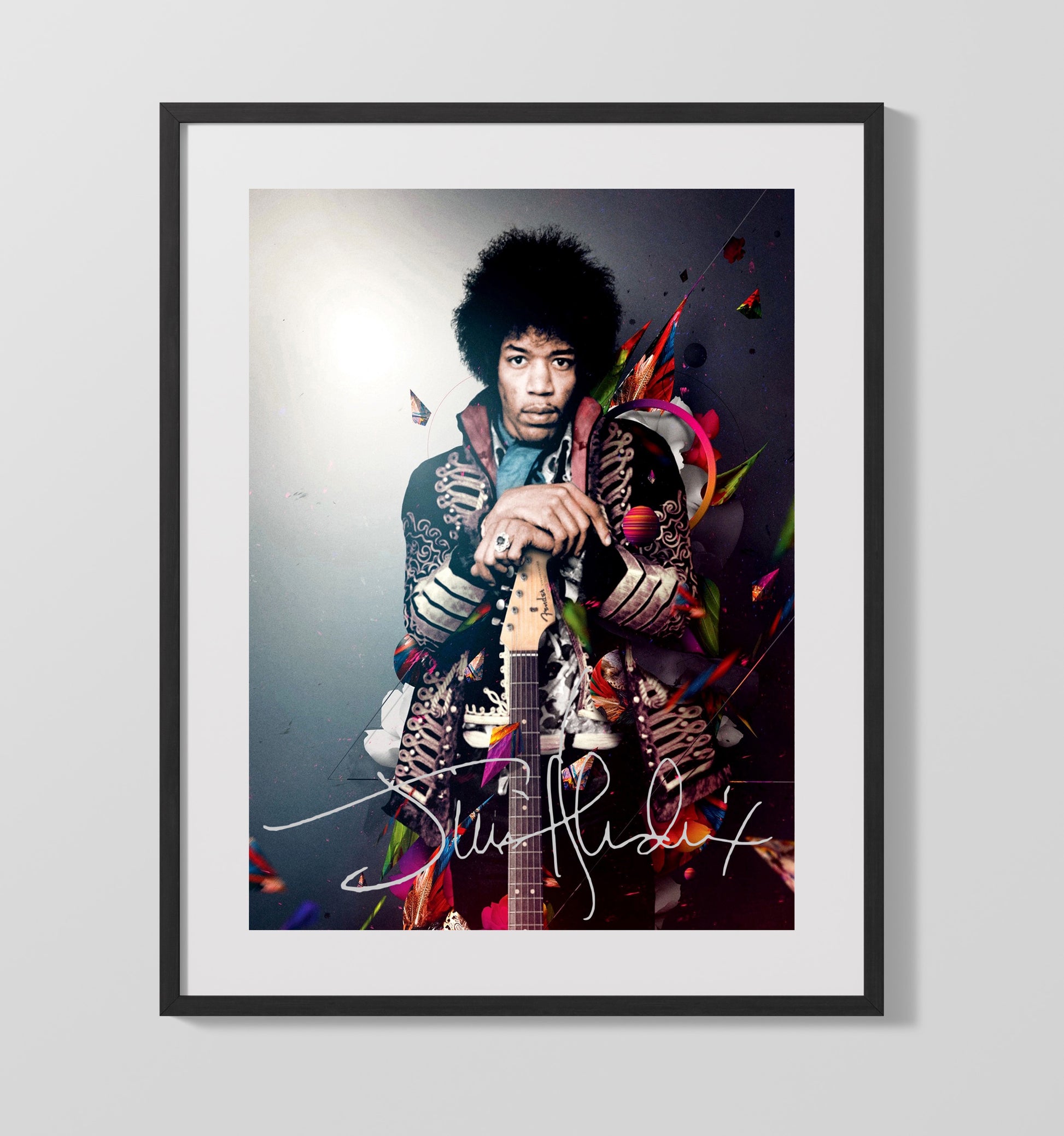 Jimi Hendrix - Colorful Cosmic Gaze Music Wall Art 16x20 Gallery Frame wall art print – Music decor