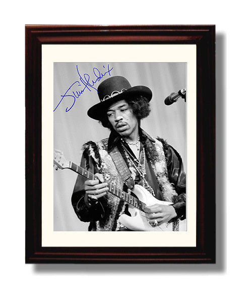 Jimi Hendrix - Hat and Strat Cool - Vintage Music Wall Art - 8x10 Beveled Frame music decor