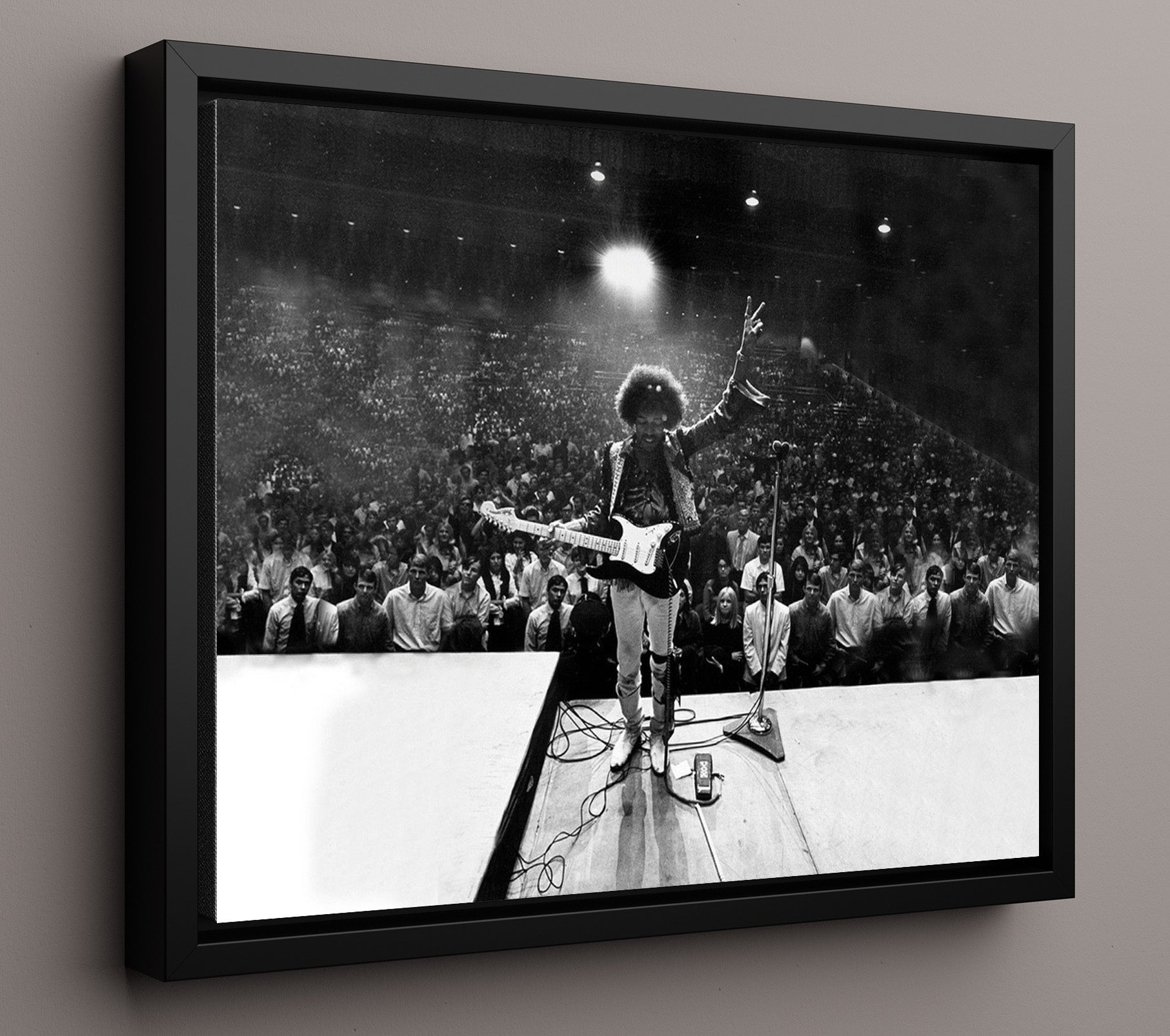 Jimi Hendrix - Peace Sign and Electric Magic - Vintage Music Wall Art - 16x20 Framed Canvas music decor