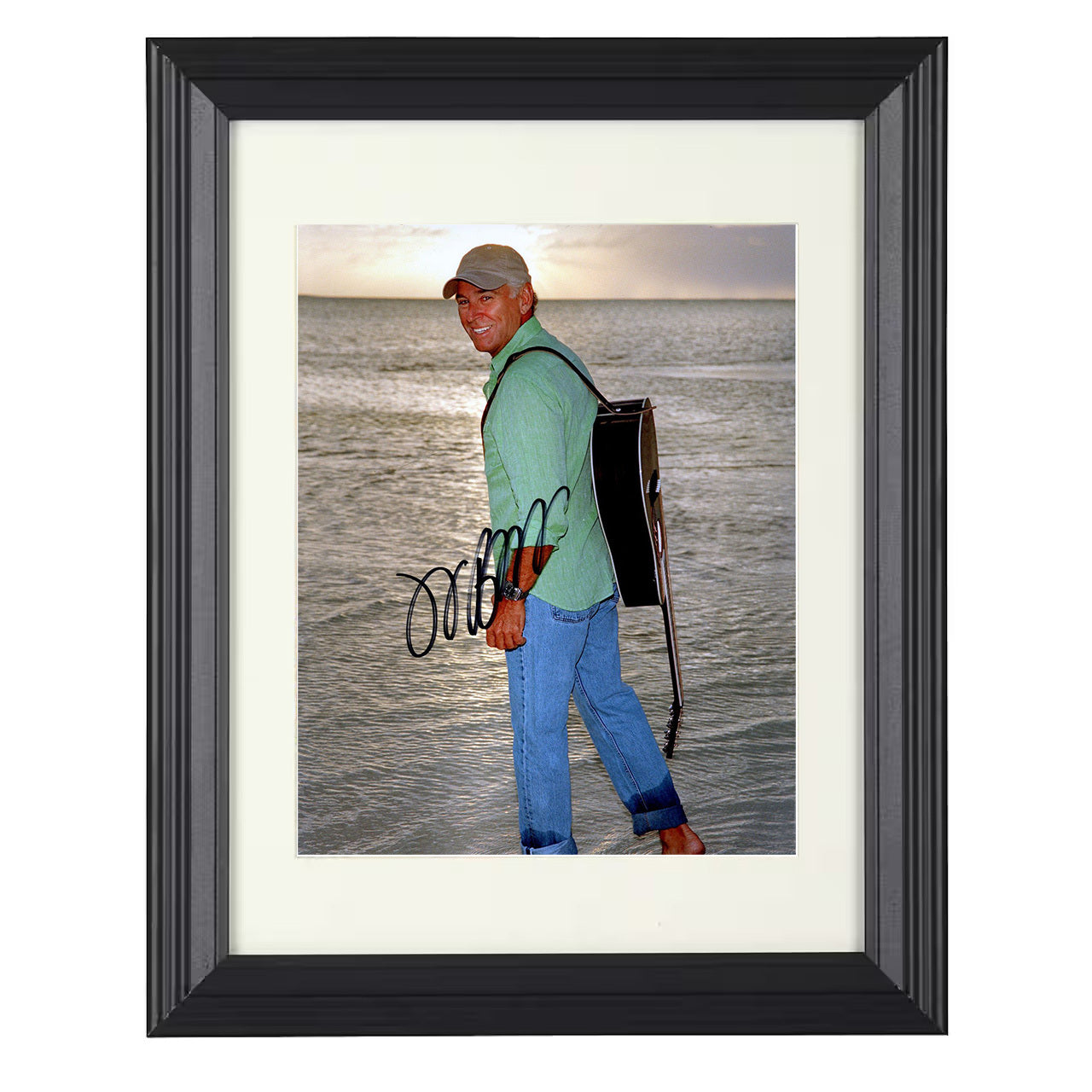 Jimmy Buffett – Sunset Serenade Image – 8x10 black beveled framed music wall art