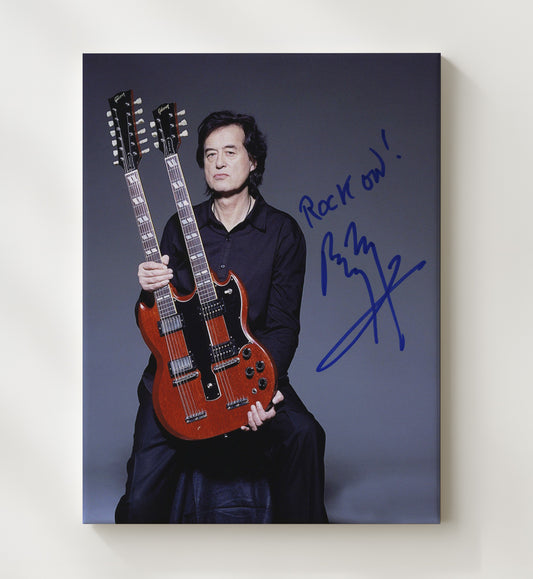 Jimmy Page - Double Neck Gibson Guitar Studio Photo 16x20 Gallery Frame vintage music wall art