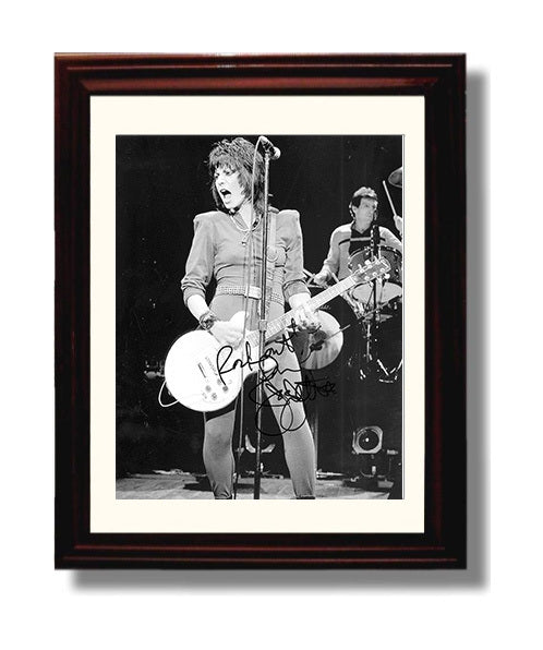Joan Jett - Live Stage Guitar Performance Black and White Music Wall Art 8x10 Beveled Frame wall art print – Music decor