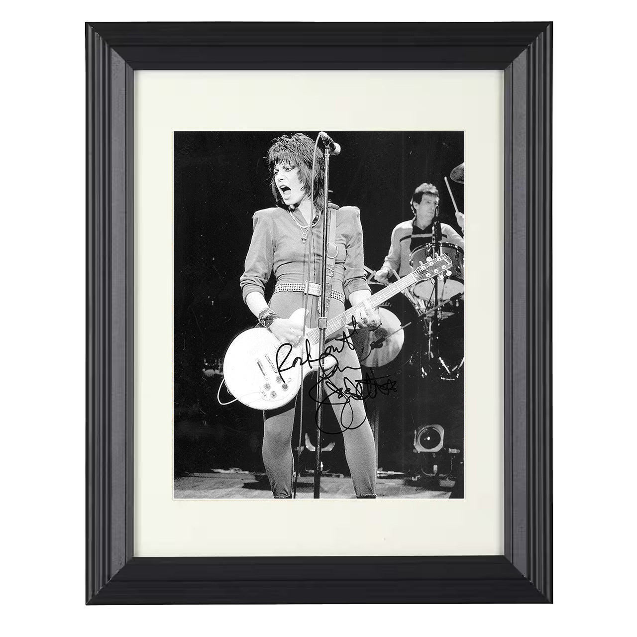 Joan Jett – Live Stage Guitar Performance Image – 8x10 black beveled framed music wall art