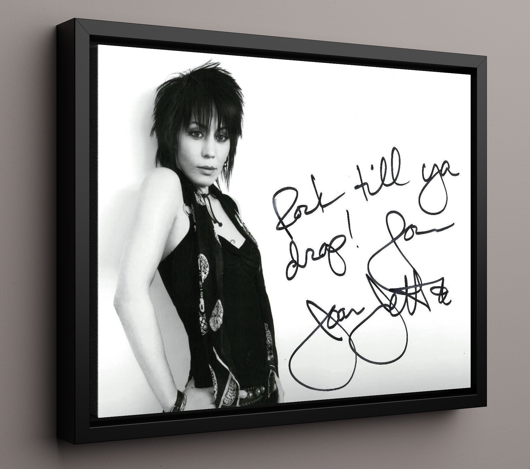 Joan Jett - Rock til Ya Drop Attitude - Vintage Music Wall Art - 16x20 Framed Canvas music decor