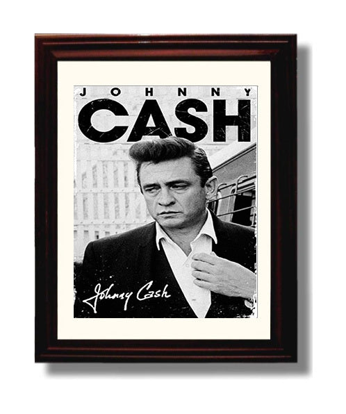 Johnny Cash - Cash Album Cover Portrait - Vintage Music Wall Art - 8x10 Beveled Frame music decor