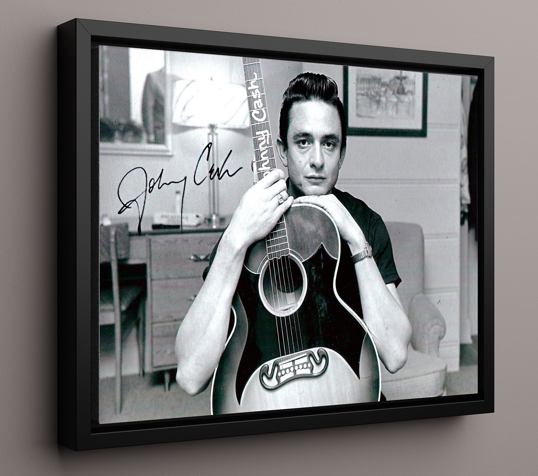 Johnny Cash - Man in Black Legacy - Vintage Music Wall Art - 16x20 Framed Canvas music decor